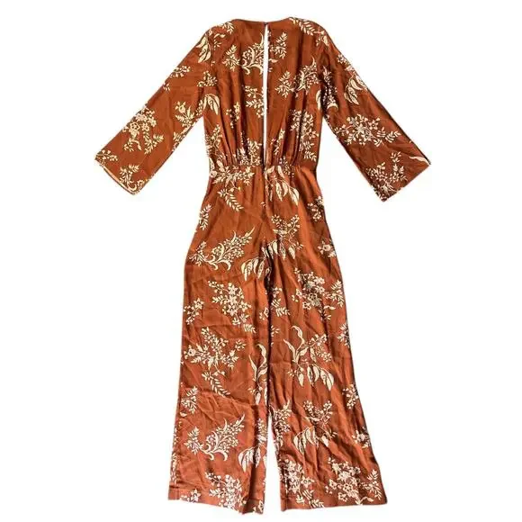 Sezane Floral Jumpsuit in Rust and Cream - Picture 7 of 10